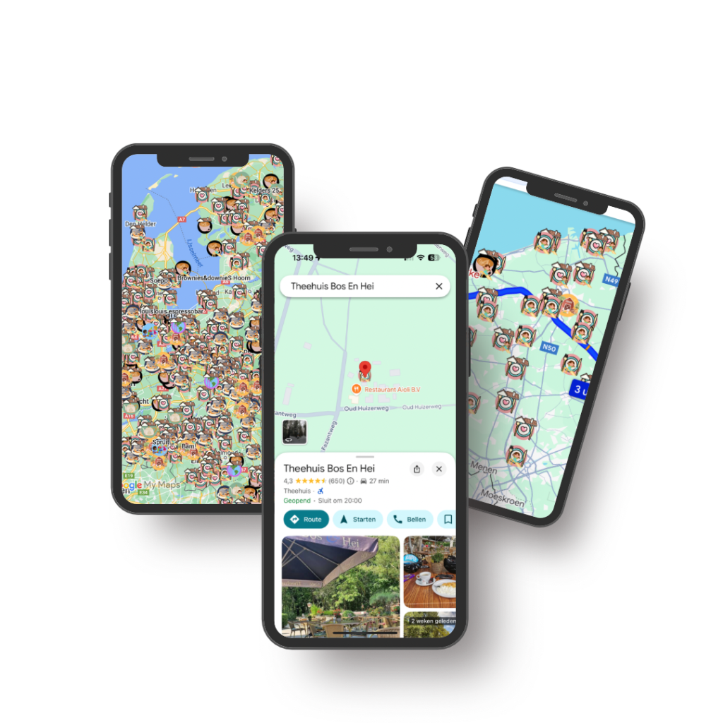 Google Maps kaart horeca met speelplek speeltuin